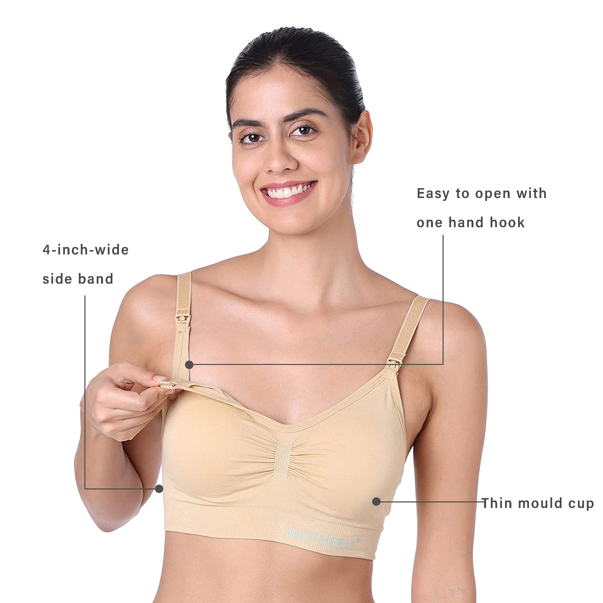 motherly Maternity Bra Padded Breastfeeding Nursing Bras for Women with Removable Pads Blue