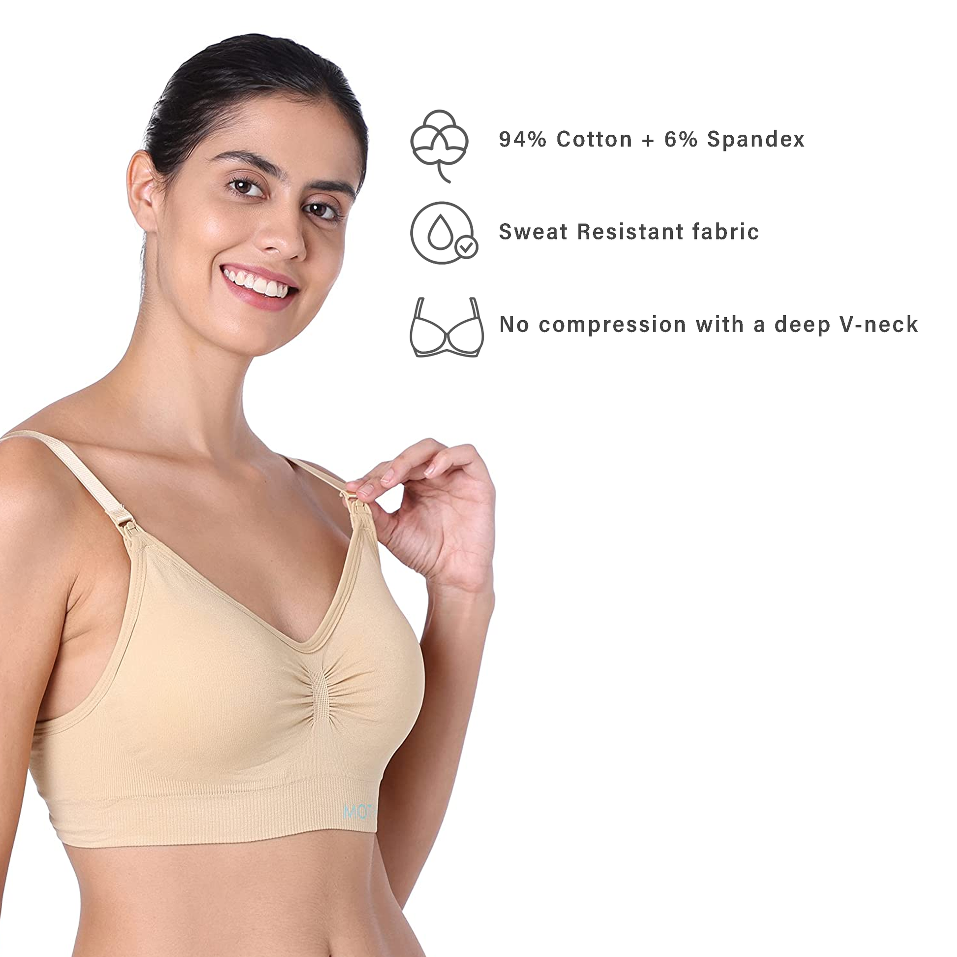 motherly Maternity Bra Padded Breastfeeding Nursing Bras for Women with Removable Pads Blue