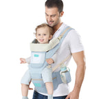 Motherly Baby Carrier for 0 to 3 Year Baby – Adjustable Hands Free 6-in-1 Baby Carrier with Detachable Hip Seat | baby carrier for new born |  Toddler Carrier with Head Support & Buckle Strap for Hiking & Everyday Use (Blue)