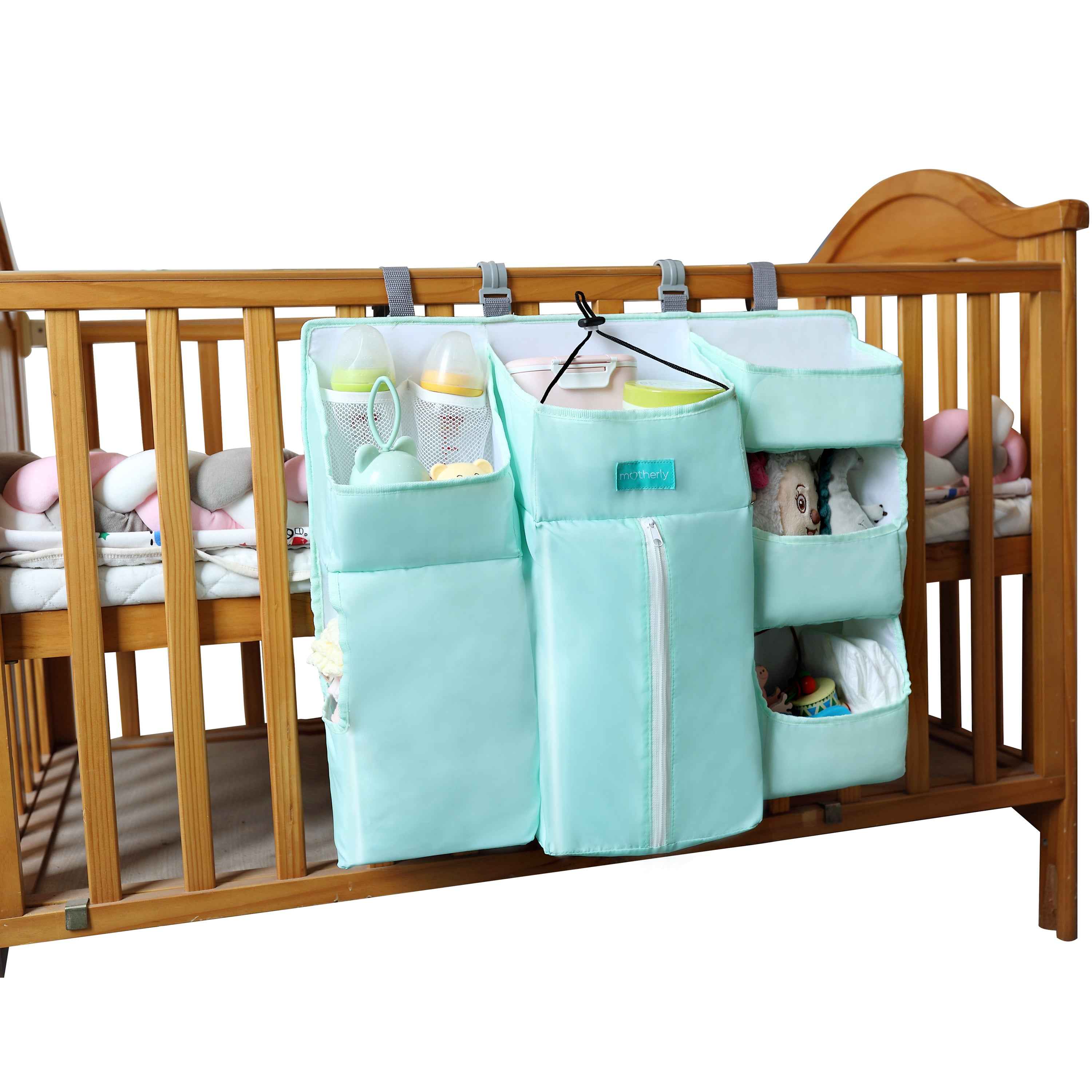 Crib Chronicles Portable Diaper Storage Crib Organizer-Sky Blue