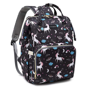Motherly Elegant Diaper Bag for Mothers for Travel, Maternity Bag for Newborn Baby, Mothers Travelling Bag, Multipocket Water Resistant Baby Bag, Hospital Bag for Moms with Warranty (Unicorn Pink) - Unicorn Black