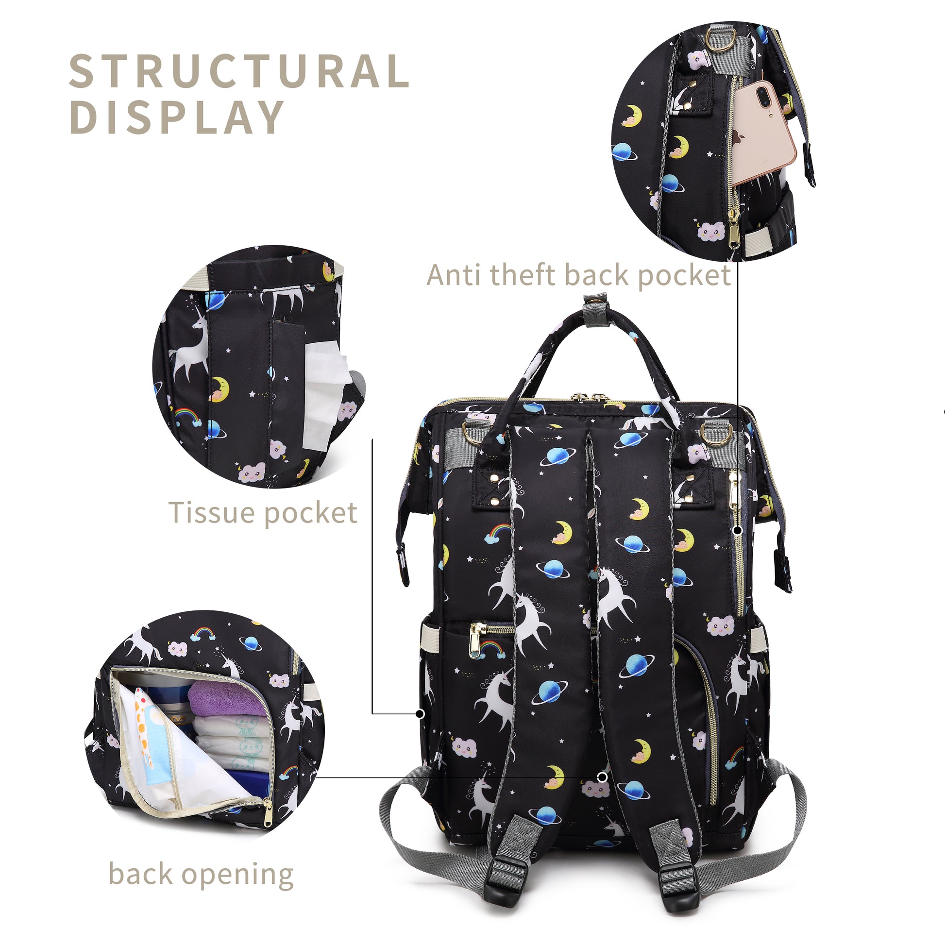 Motherly Elegant Diaper Bag for Mothers for Travel, Maternity Bag for Newborn Baby, Mothers Travelling Bag, Multipocket Water Resistant Baby Bag, Hospital Bag for Moms with Warranty - MOTHERLY