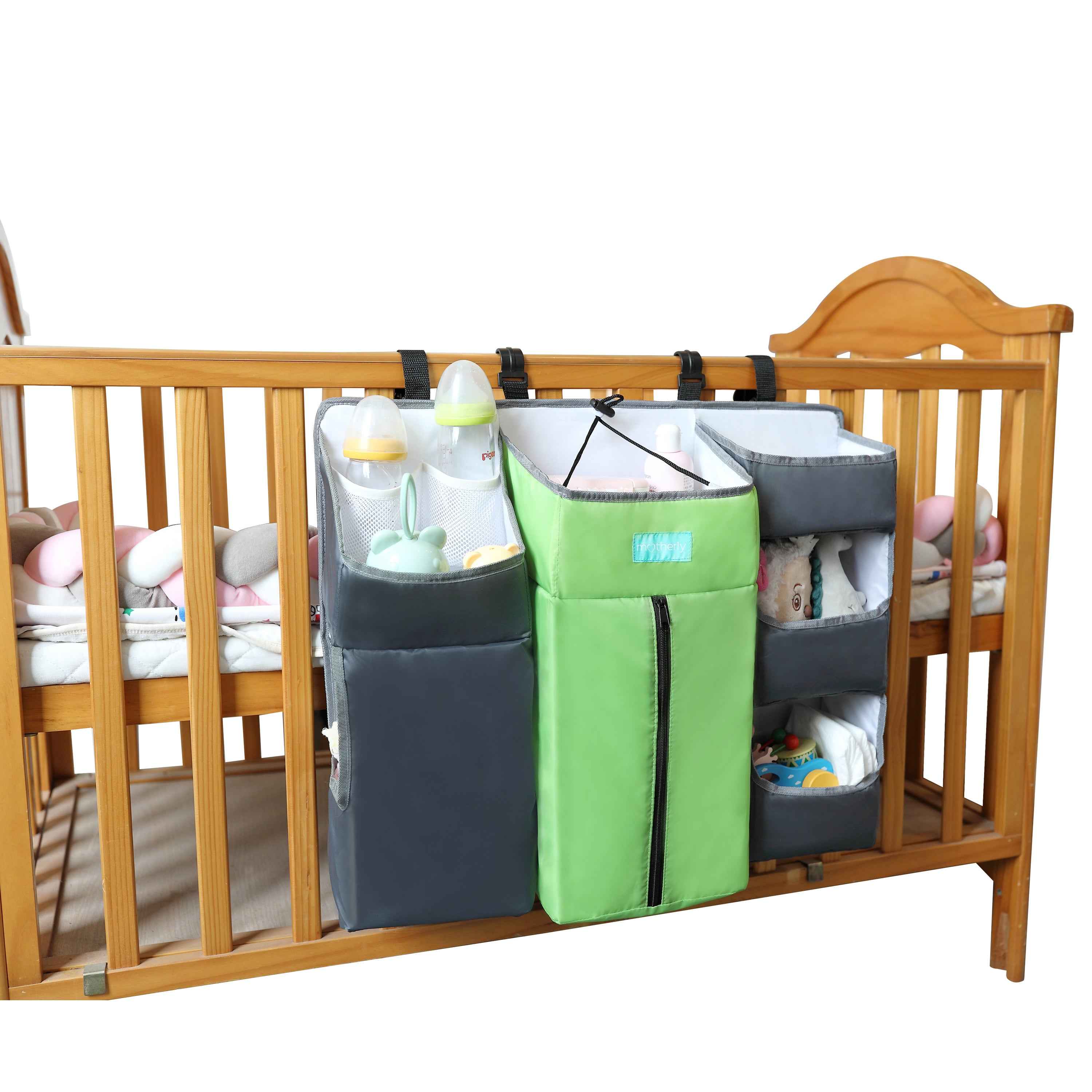 Crib Chronicles Portable Diaper Storage Crib Organizer -Green
