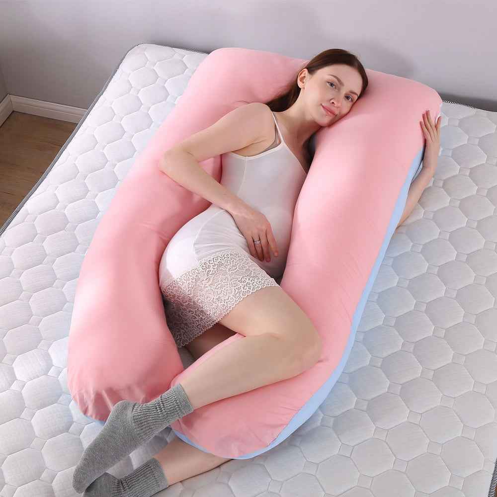 Pregnancy Pillow For Full Body-Coverage and Back Pain - Pink & Blue