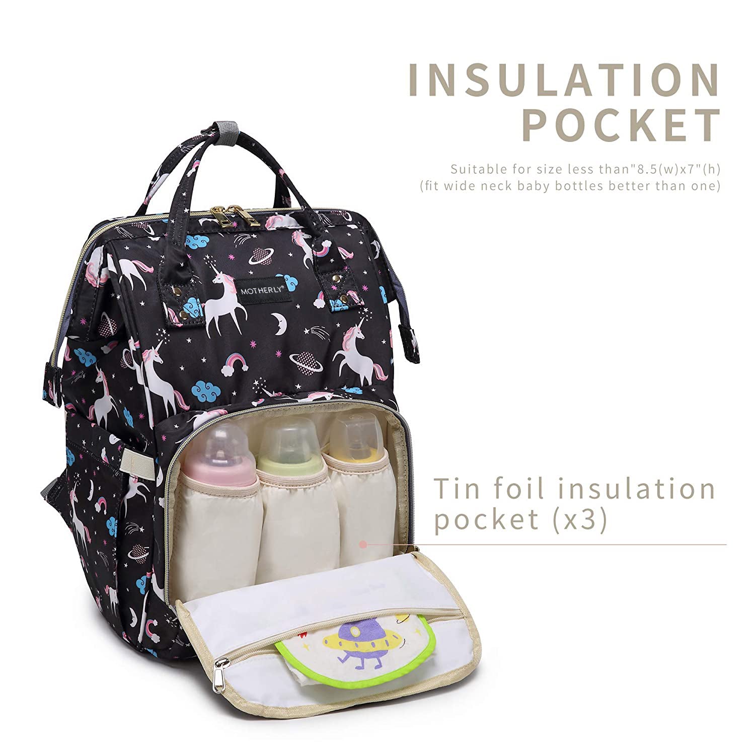 Motherly Elegant Diaper Bag for Mothers for Travel, Maternity Bag for Newborn Baby, Mothers Travelling Bag, Multipocket Water Resistant Baby Bag, Hospital Bag for Moms with Warranty - MOTHERLY