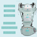 Motherly Baby Carrier for 0 to 3 Year Baby – Adjustable Hands Free 6-in-1 Baby Carrier with Detachable Hip Seat | baby carrier for new born |  Toddler Carrier with Head Support & Buckle Strap for Hiking & Everyday Use (Blue)