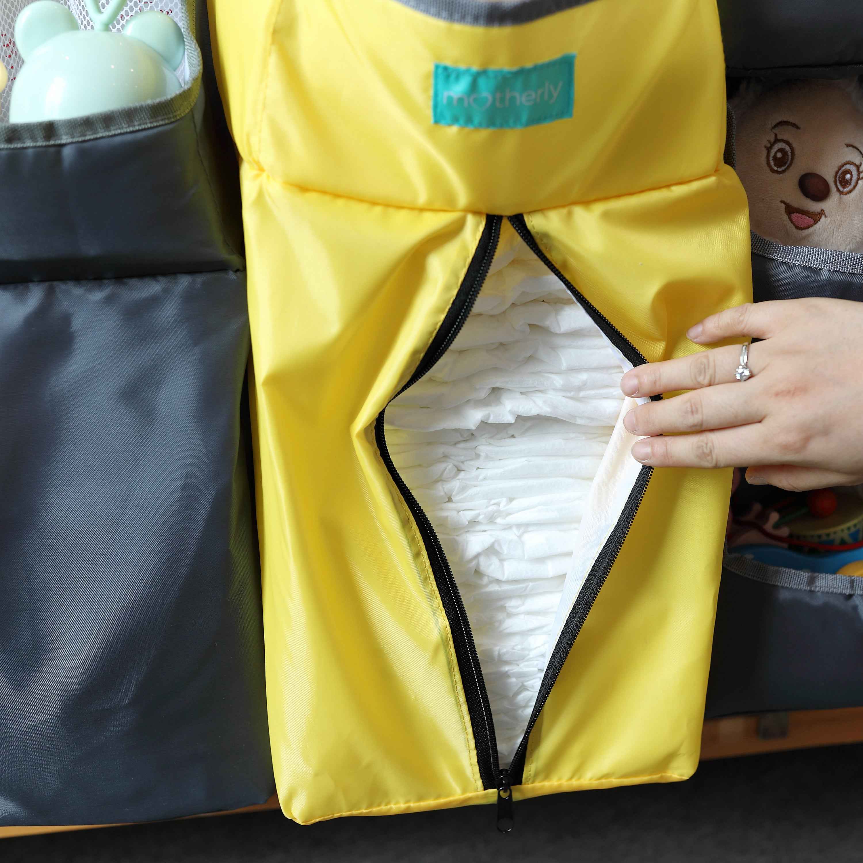 Crib Chronicles Portable Diaper Storage Crib Organizer-Yellow