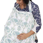 Care Cave Nursing Scarf - Green/Blue Flower Print