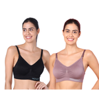 Motherly Maternity Bra Padded Breastfeeding Nursing Bras for Women with Removable Pads (Medium, Grey + Skin) - MOTHERLY