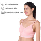 Motherly Maternity Bra Padded Breastfeeding Nursing Bras for Women with Removable Pads (Medium, Grey + Skin) - MOTHERLY