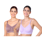 Motherly Maternity Bra Padded Breastfeeding Nursing Bras for Women with Removable Pads (Medium, Grey + Skin) - MOTHERLY
