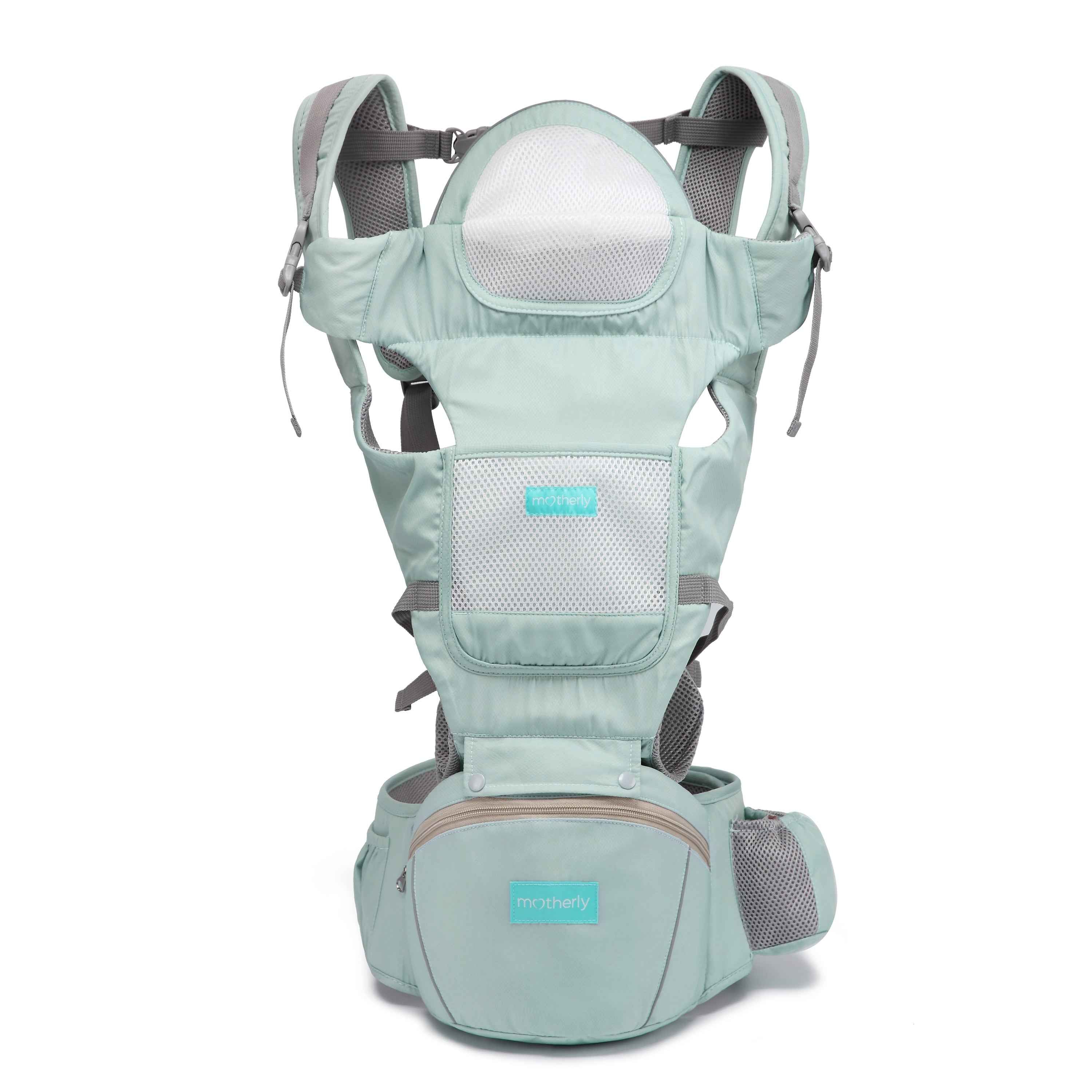 Motherly Baby Carrier for 0 to 3 Year Baby – Adjustable Hands Free 6-in-1 Baby Carrier with Detachable Hip Seat | baby carrier for new born |  Toddler Carrier with Head Support & Buckle Strap for Hiking & Everyday Use (Blue)