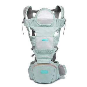 Motherly Baby Carrier for 0 to 3 Year Baby – Adjustable Hands Free 6-in-1 Baby Carrier with Detachable Hip Seat | baby carrier for new born |  Toddler Carrier with Head Support & Buckle Strap for Hiking & Everyday Use (Blue) - Green