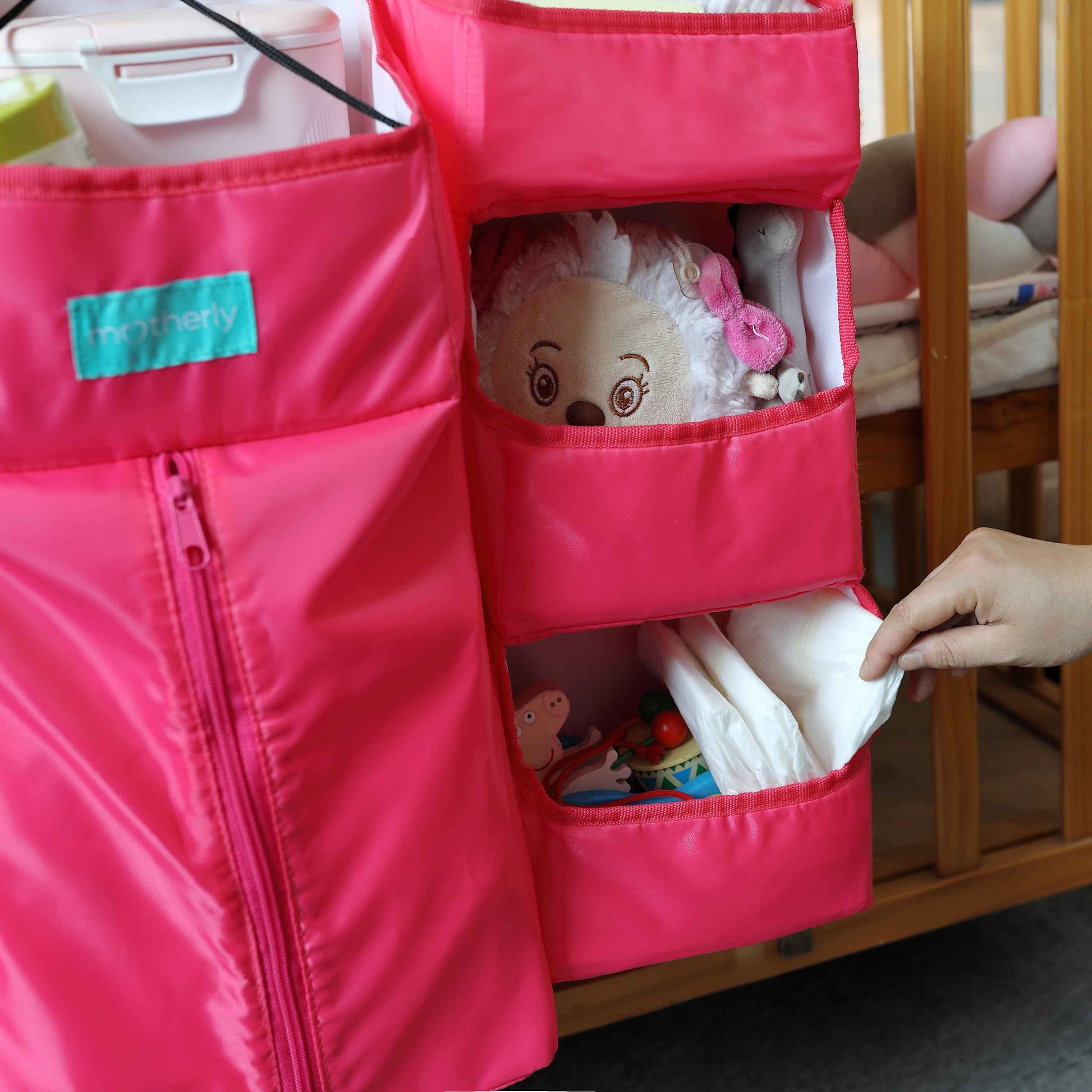 Crib Chronicles Portable Diaper Storage Crib Organizer-Pink