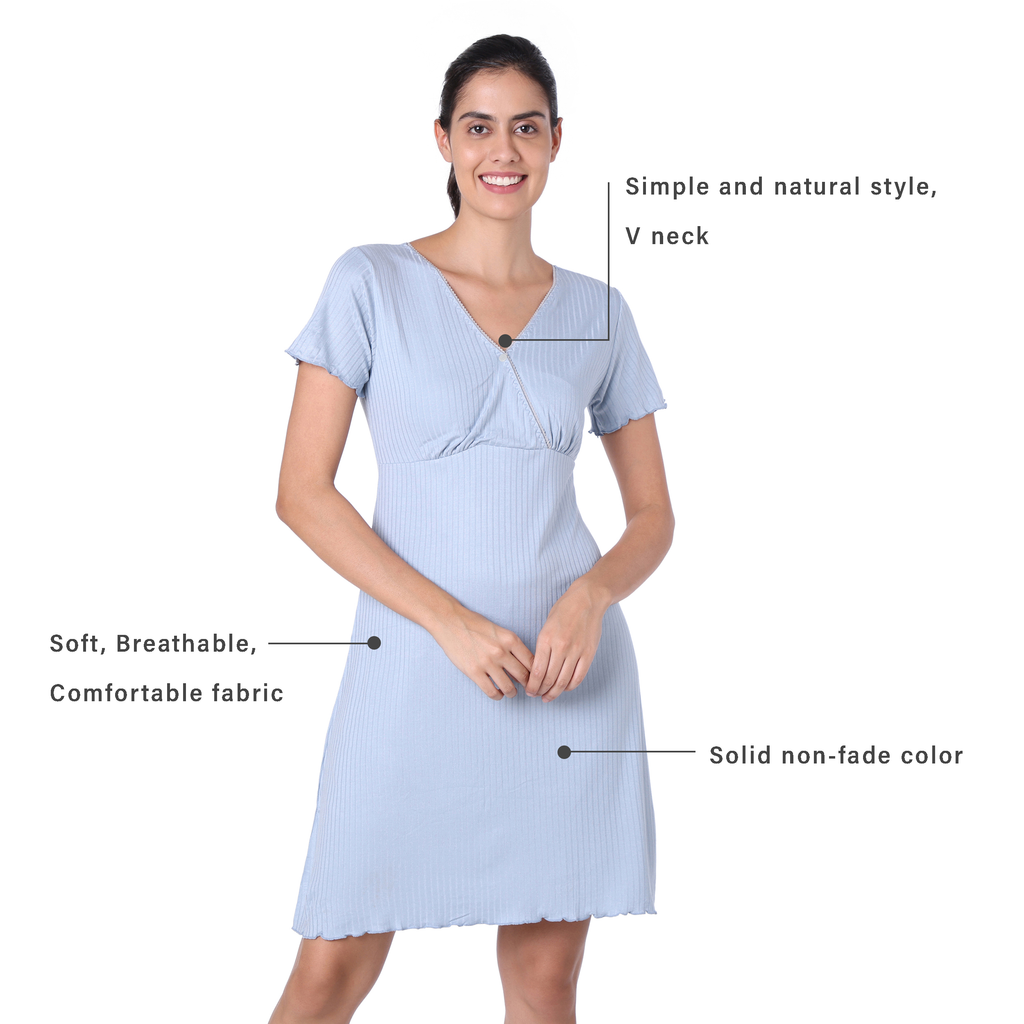 Motherly Women's Soft Modal Cotton Maternity Nursing Top and Skirt Loungewear (Large, Pink-Style4) - MOTHERLY