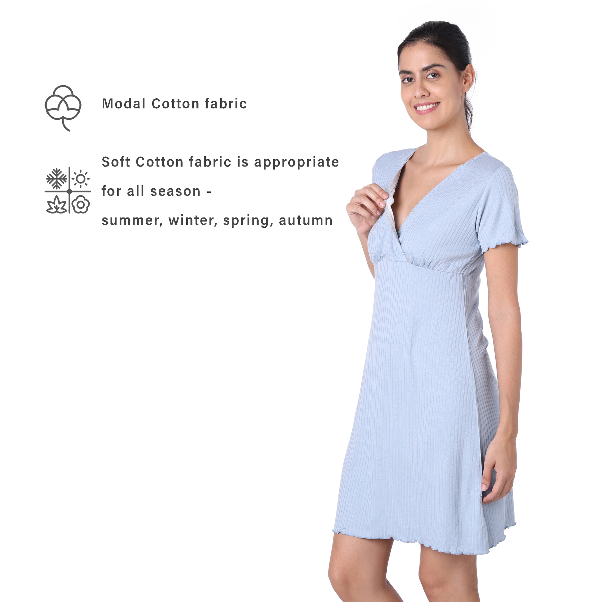 Motherly Women's Soft Modal Cotton Maternity Nursing Top and Skirt Loungewear (Large, Pink-Style4) - MOTHERLY