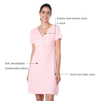 Motherly Women's Soft Modal Cotton Maternity Nursing Top and Skirt Loungewear (Large, Pink-Style4) - MOTHERLY