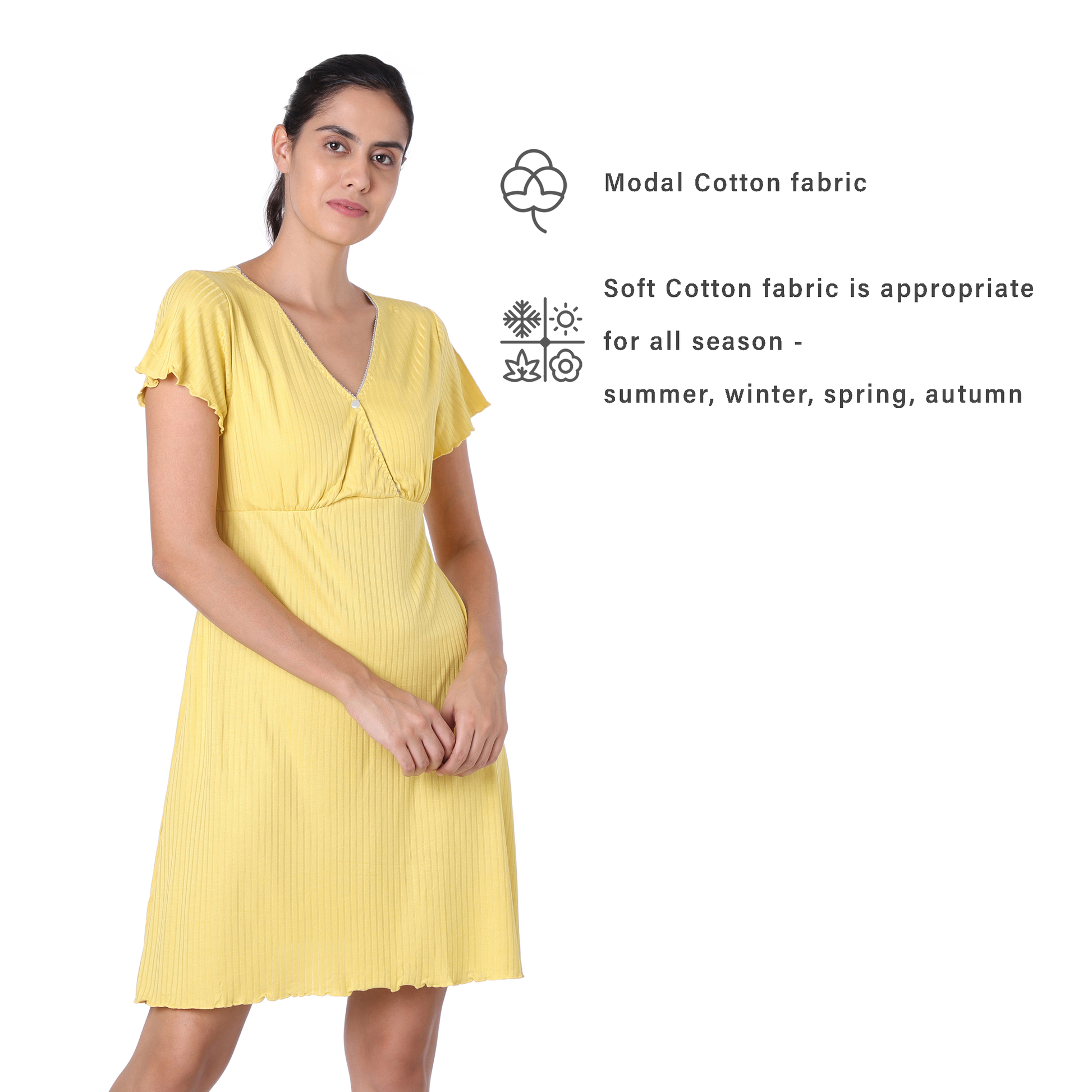 Motherly Women's Soft Modal Cotton Maternity Nursing Top and Skirt Loungewear (Large, Pink-Style4) - MOTHERLY
