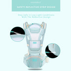 Motherly Baby Carrier for 0 to 3 Year Baby – Adjustable Hands Free 6-in-1 Baby Carrier with Detachable Hip Seat | baby carrier for new born |  Toddler Carrier with Head Support & Buckle Strap for Hiking & Everyday Use (Blue)