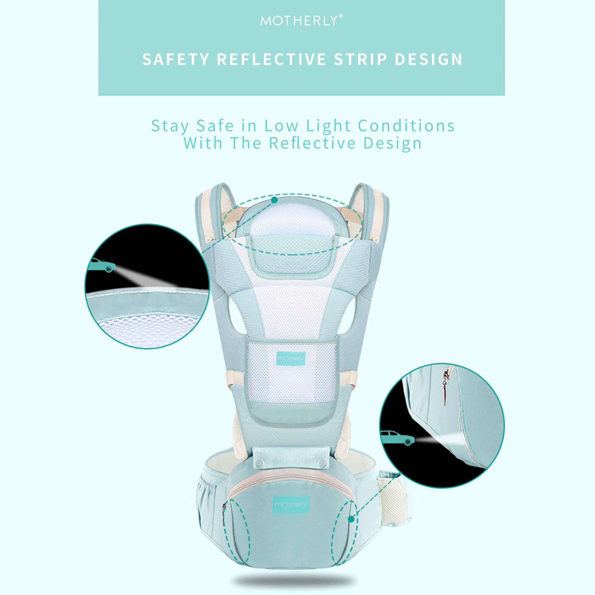 Motherly Baby Carrier for 0 to 3 Year Baby – Adjustable Hands Free 6-in-1 Baby Carrier with Detachable Hip Seat | baby carrier for new born |  Toddler Carrier with Head Support & Buckle Strap for Hiking & Everyday Use (Blue)