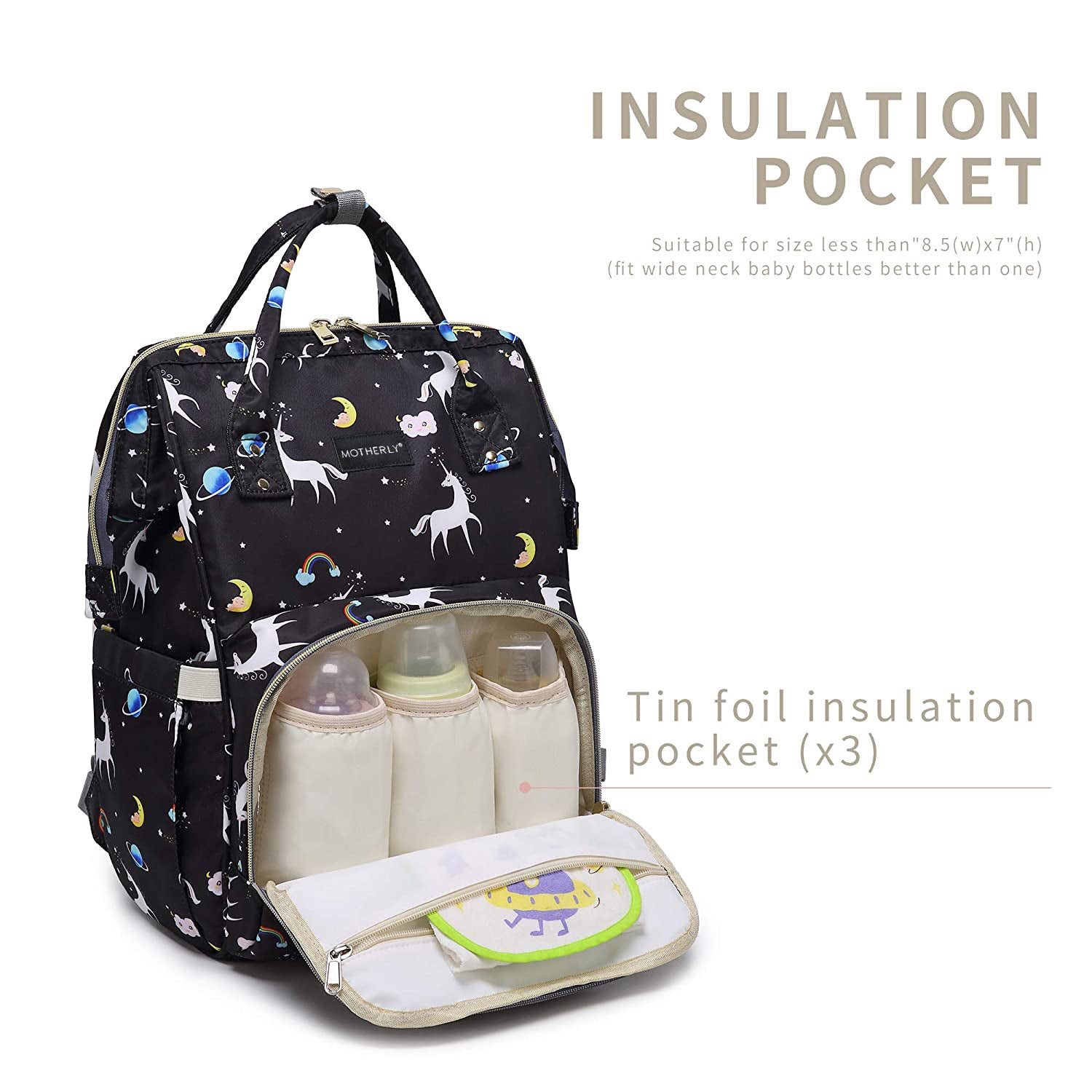 Motherly Elegant Diaper Bag for Mothers for Travel, Maternity Bag for Newborn Baby, Mothers Travelling Bag, Multipocket Water Resistant Baby Bag, Hospital Bag for Moms with Warranty - MOTHERLY