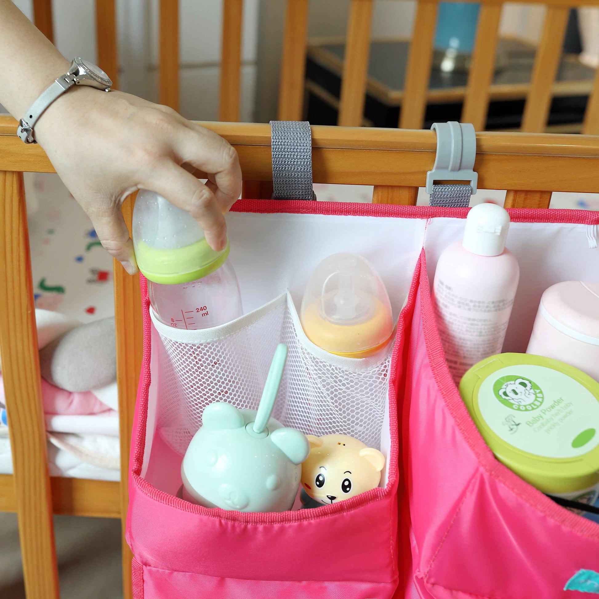 Crib Chronicles Portable Diaper Storage Crib Organizer-Pink