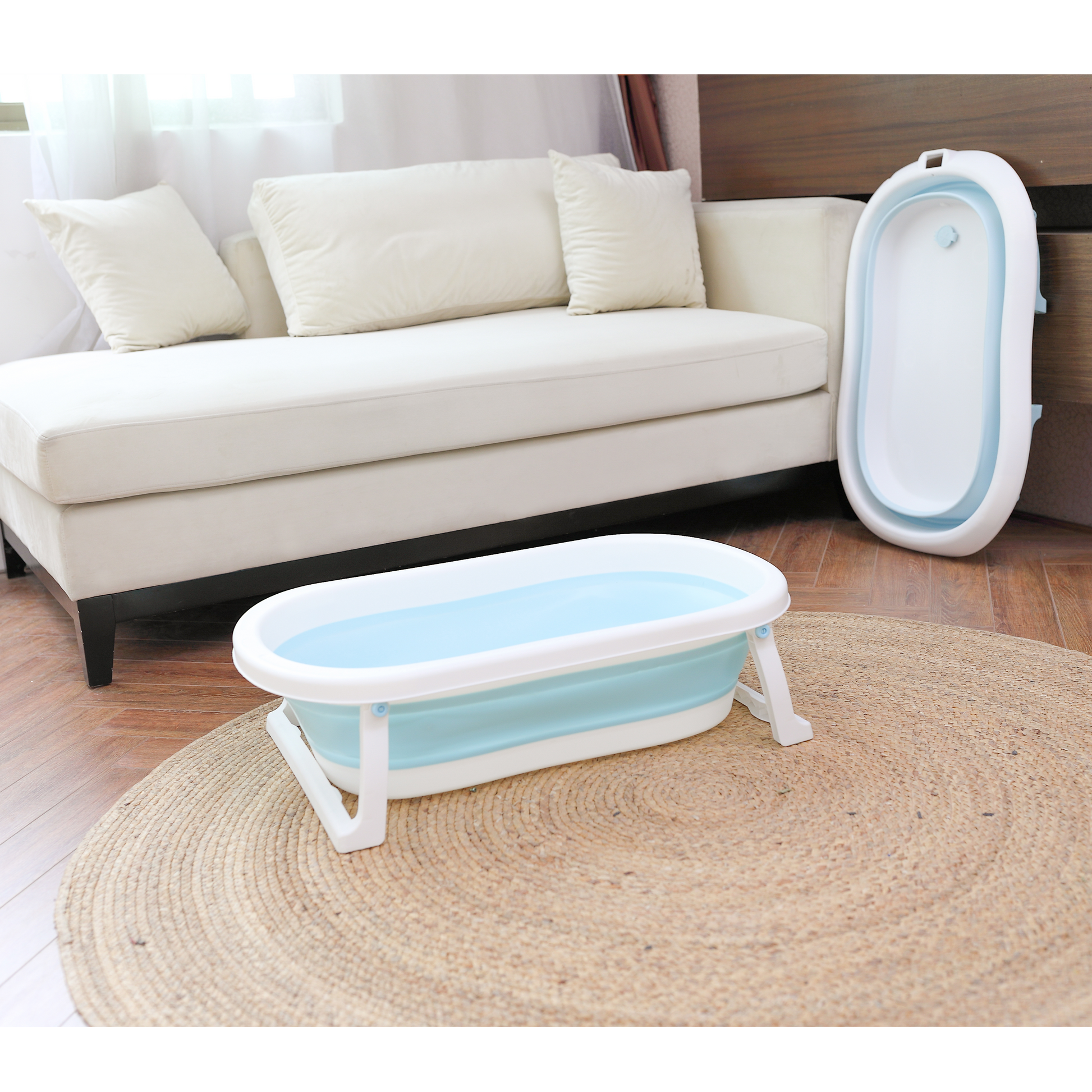 Bubble Basin Foldable Bath Tub For Babies -Light Blue - MOTHERLY