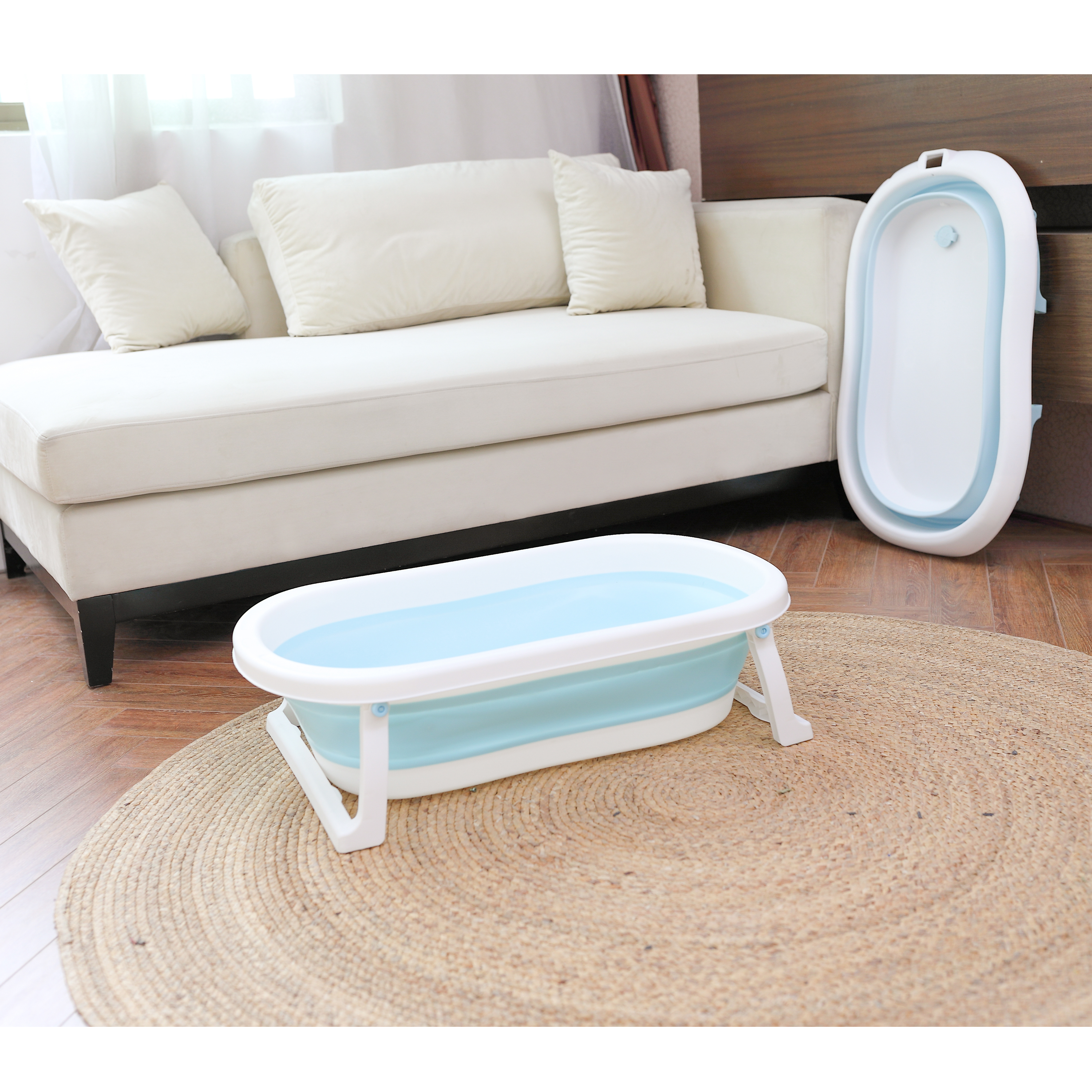 Bubble Basin Foldable Bath Tub For Babies -Light Blue - MOTHERLY