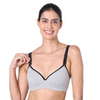 Motherly Stylish Padded Women Breastfeeding Bra, Maternity, Feeding, Nursing Bras (b, Gray Black, 34)
