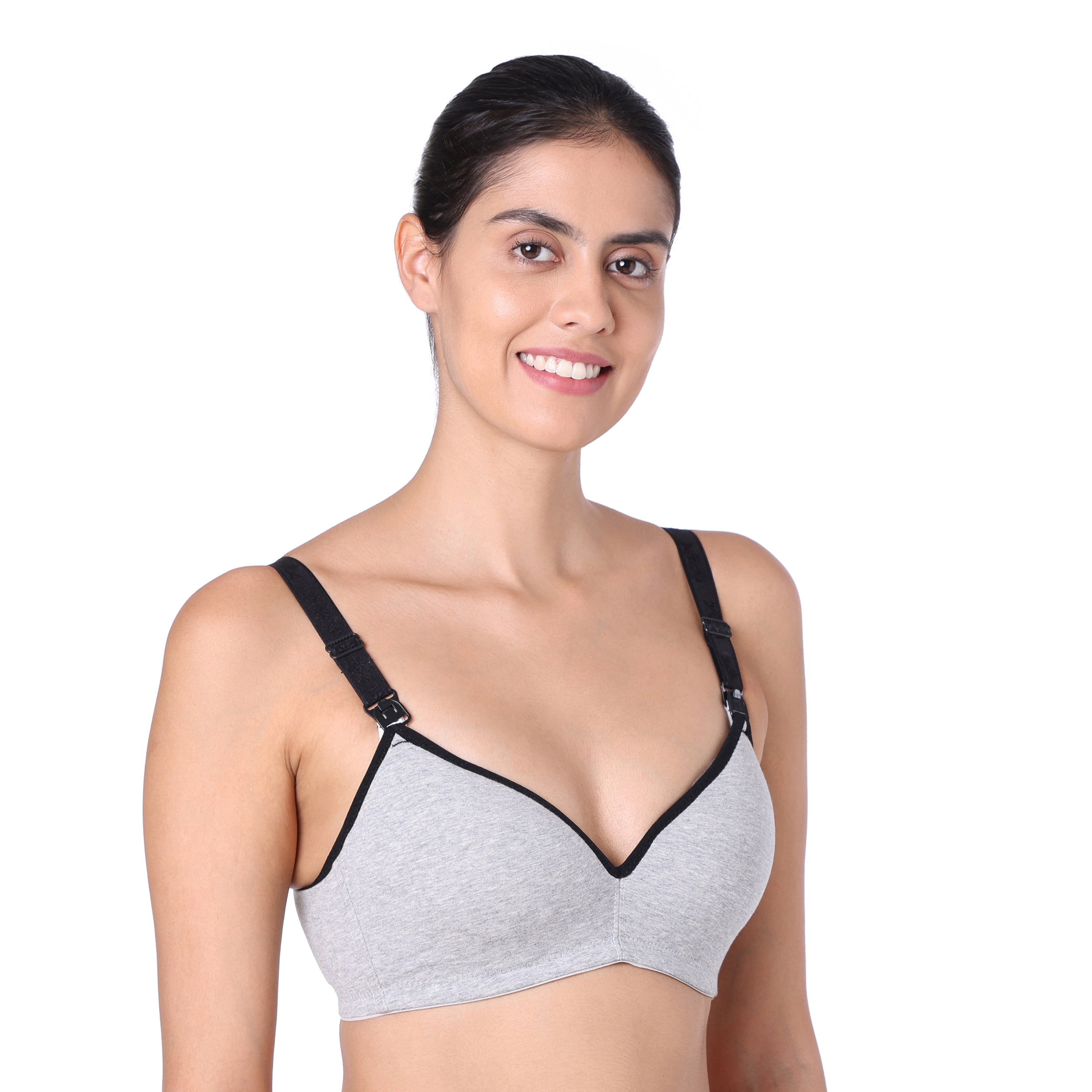 Motherly Stylish Padded Women Breastfeeding Bra, Maternity, Feeding, Nursing Bras (b, Gray Black, 34)