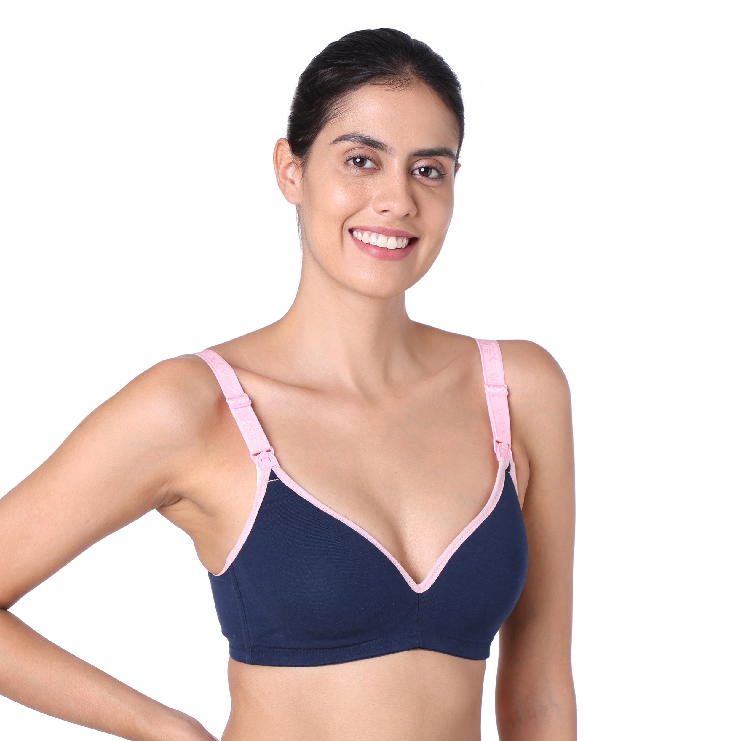 Motherly Stylish Padded Women Breastfeeding Bra, Maternity, Feeding, Nursing Bras (b, Gray Black, 34) - MOTHERLY