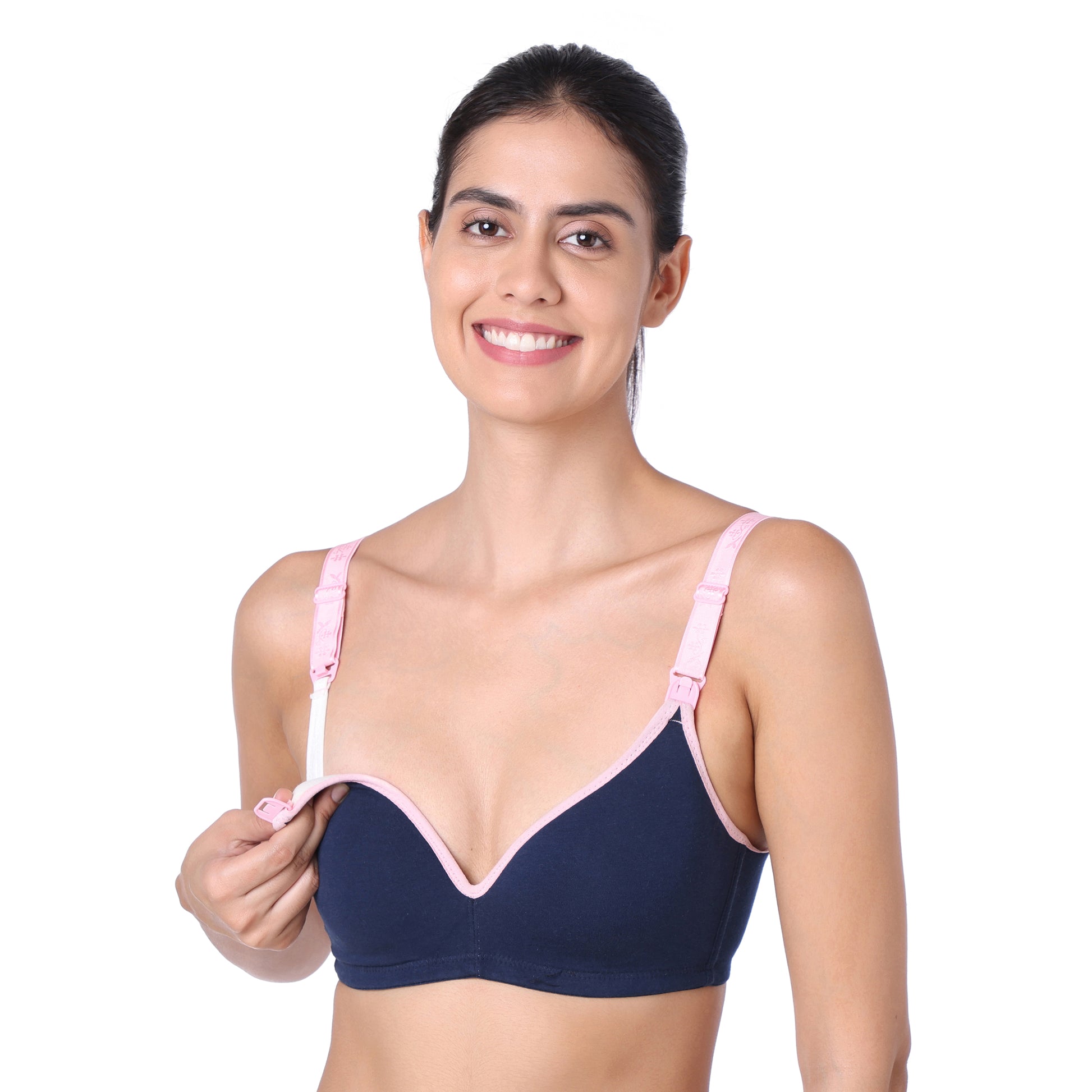 Motherly Stylish Padded Women Breastfeeding Bra, Maternity, Feeding, Nursing Bras (b, Gray Black, 34) - MOTHERLY