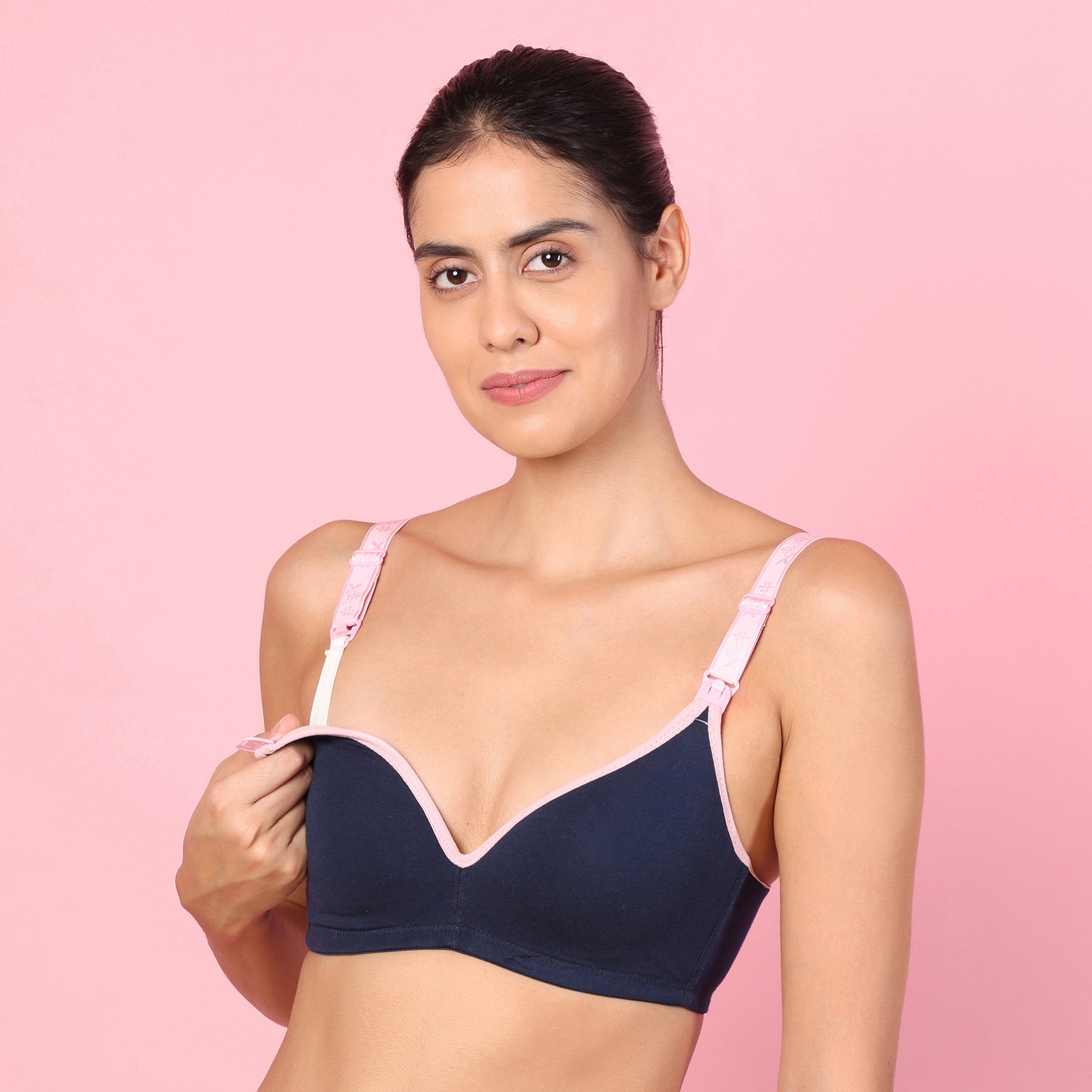 Motherly Stylish Padded Women Breastfeeding Bra, Maternity, Feeding, Nursing Bras (b, Gray Black, 34) - MOTHERLY