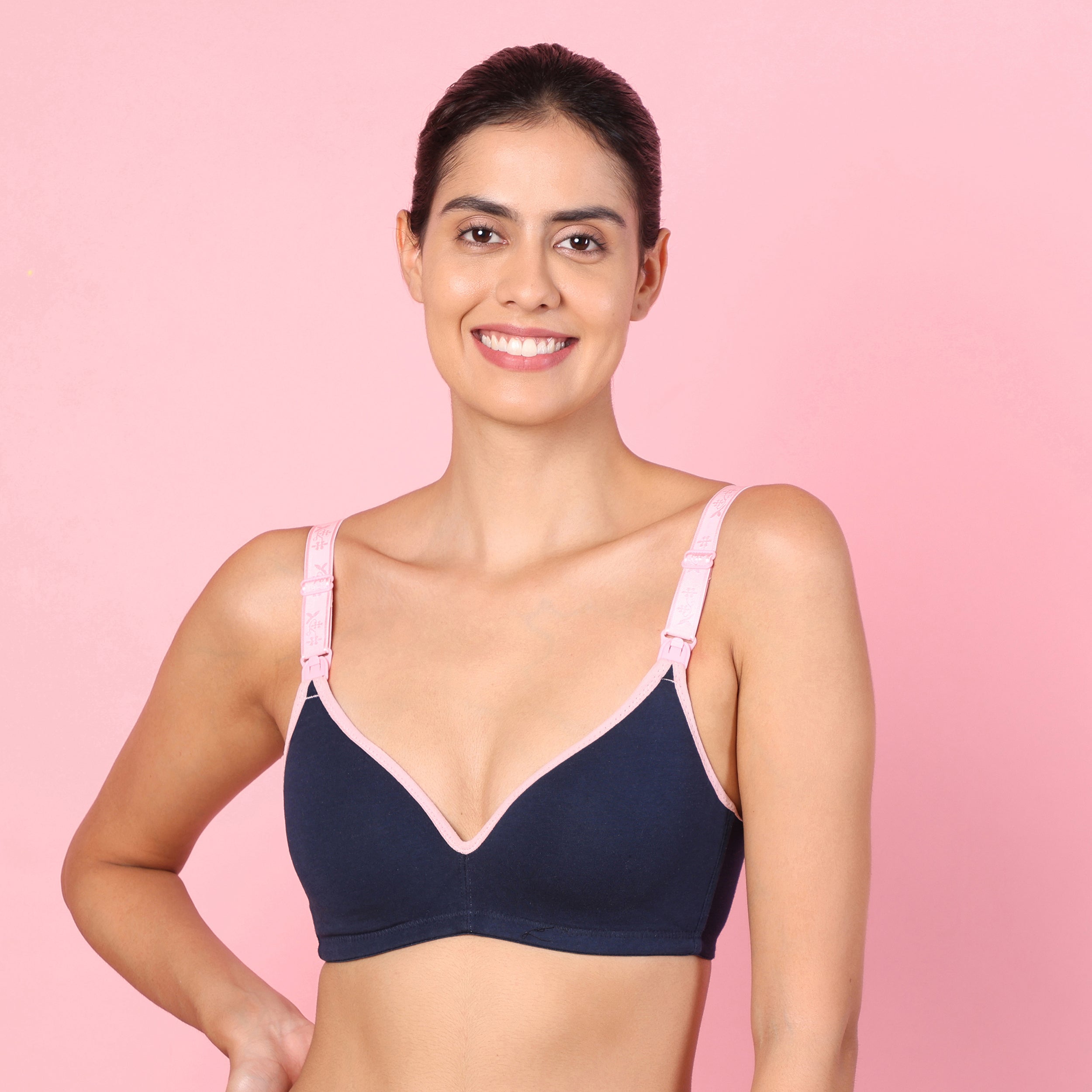 Motherly Stylish Padded Women Breastfeeding Bra, Maternity, Feeding, Nursing Bras (b, Gray Black, 34)