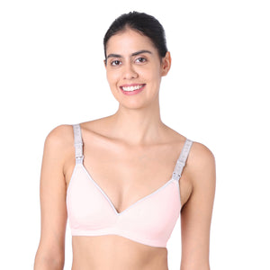 motherly Stylish Padded Women Breastfeeding Bra, Maternity, Feeding, Nursing Bras (b, Gray Black, 34) - B / 36 / Gray Pink