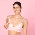 Motherly Stylish Padded Women Breastfeeding Bra, Maternity, Feeding, Nursing Bras (b, Gray Black, 34)