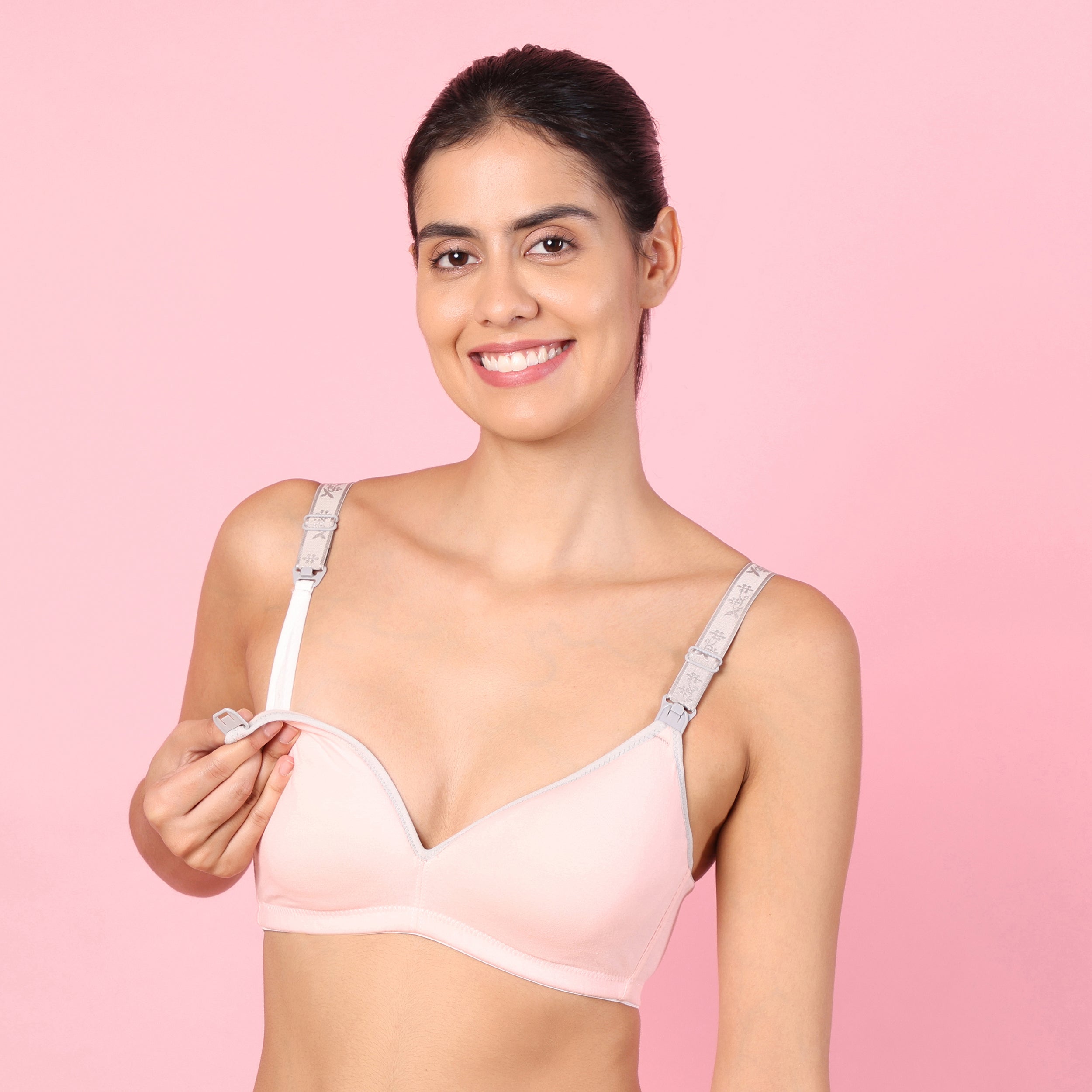 Motherly Stylish Padded Women Breastfeeding Bra, Maternity, Feeding, Nursing Bras (b, Gray Black, 34)