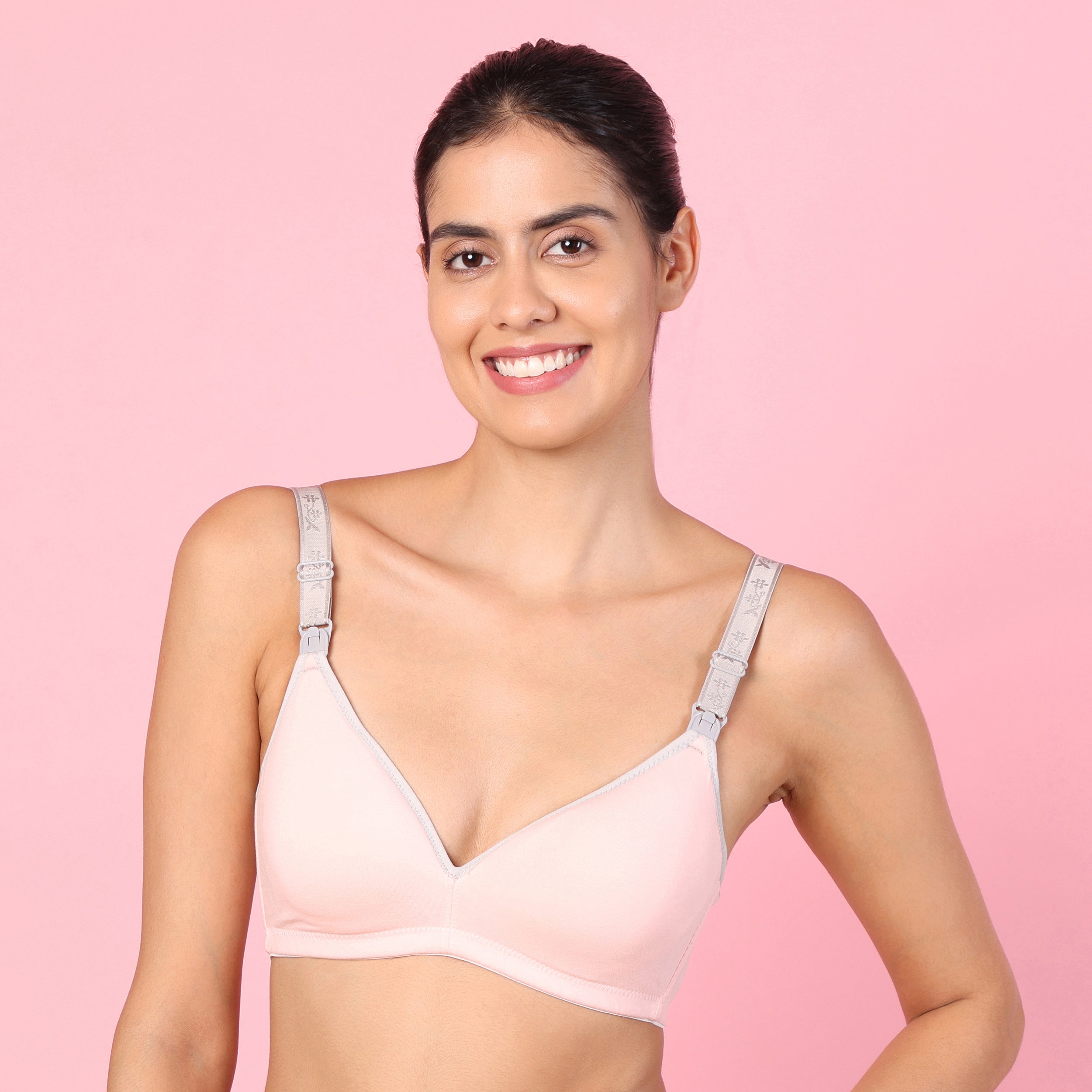 Motherly Stylish Padded Women Breastfeeding Bra, Maternity, Feeding, Nursing Bras (b, Gray Black, 34)