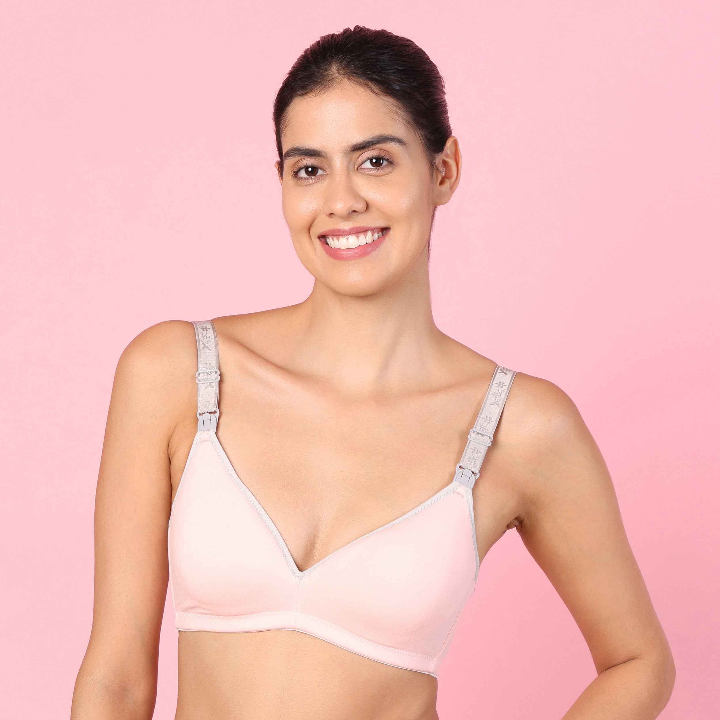 Motherly Stylish Padded Women Breastfeeding Bra, Maternity, Feeding, Nursing Bras (b, Gray Black, 34)