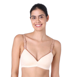 motherly Stylish Padded Women Breastfeeding Bra, Maternity, Feeding, Nursing Bras (b, Gray Black, 34) - B / 40 / Elegant Skin