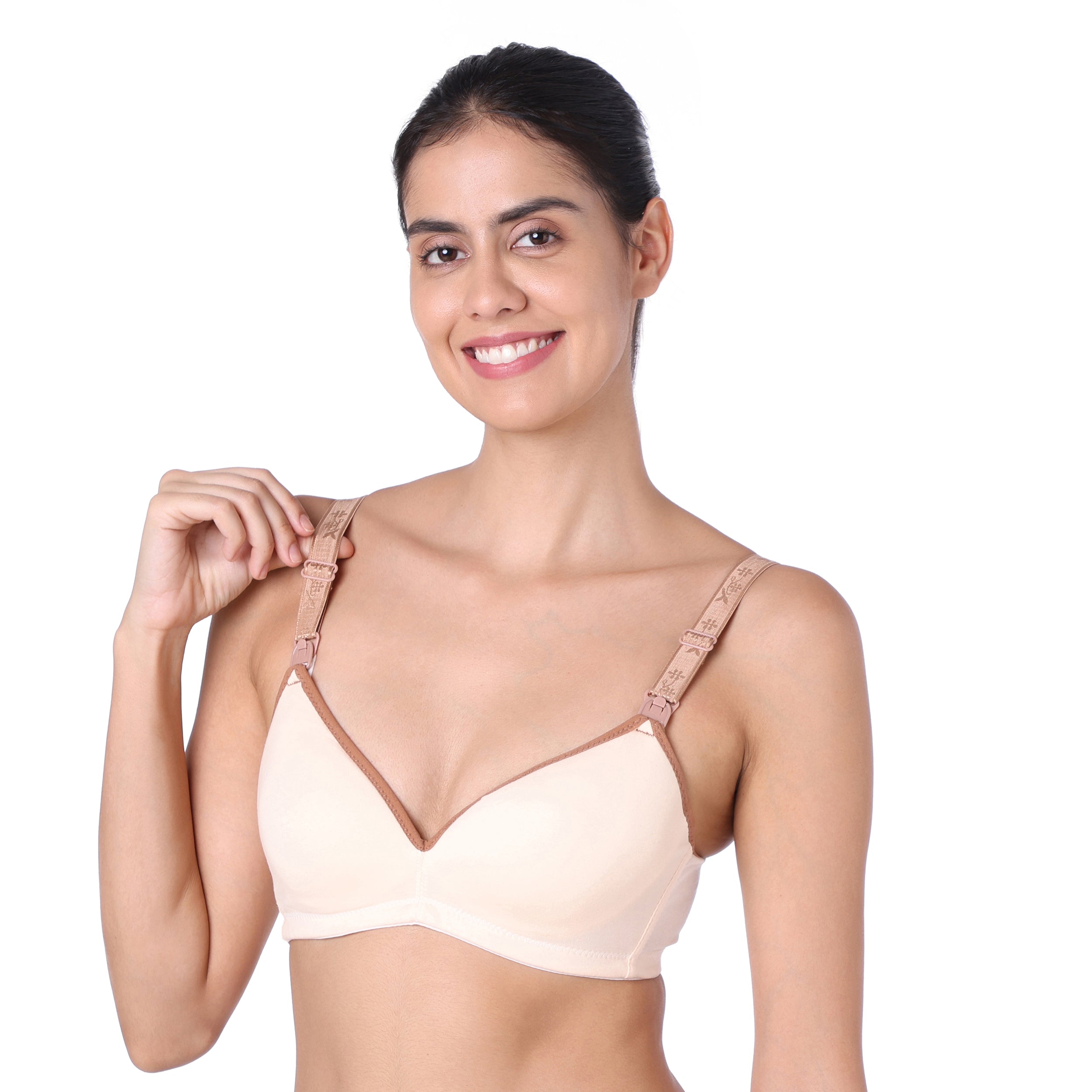 Motherly Stylish Padded Women Breastfeeding Bra, Maternity, Feeding, Nursing Bras (b, Gray Black, 34) - MOTHERLY