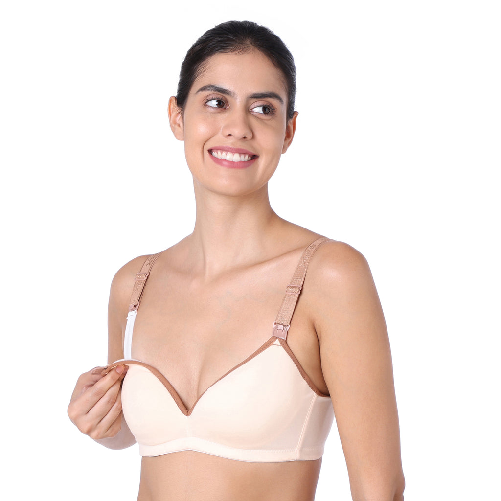Motherly Stylish Padded Women Breastfeeding Bra, Maternity, Feeding, Nursing Bras (b, Gray Black, 34) - MOTHERLY