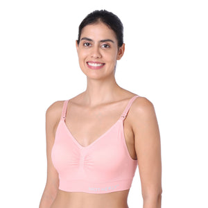 motherly Maternity Bra Padded Breastfeeding Nursing Bras for Women with Removable Pads Blue - L / Pink