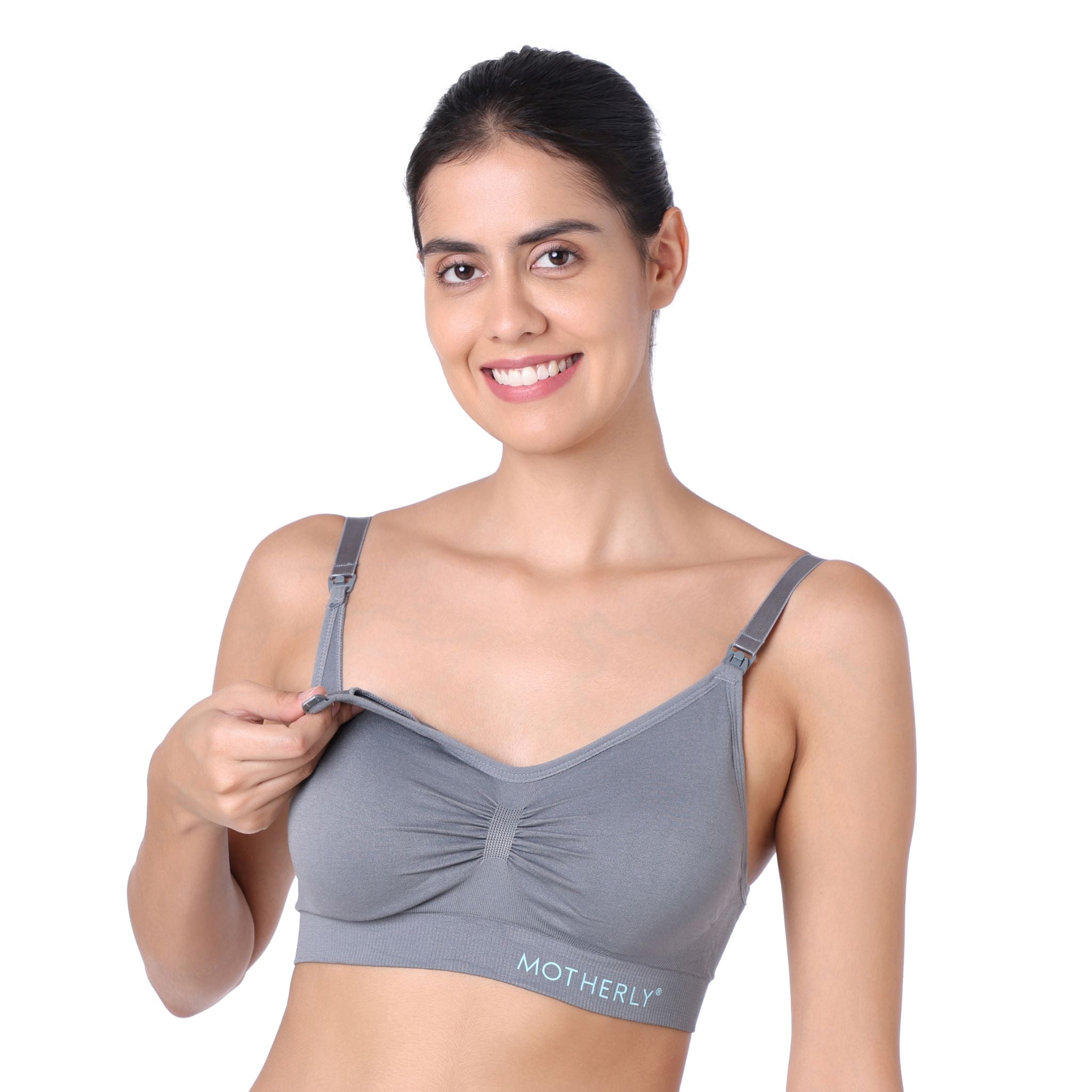 Motherly Maternity Bra Padded Breastfeeding Nursing Bras for Women with Removable Pads Blue - MOTHERLY