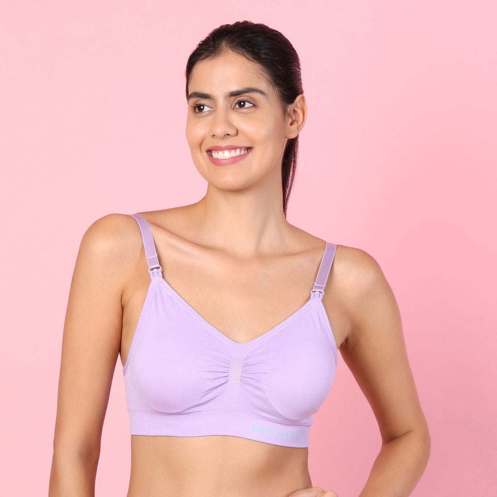 motherly Maternity Bra Padded Breastfeeding Nursing Bras for Women with Removable Pads Blue