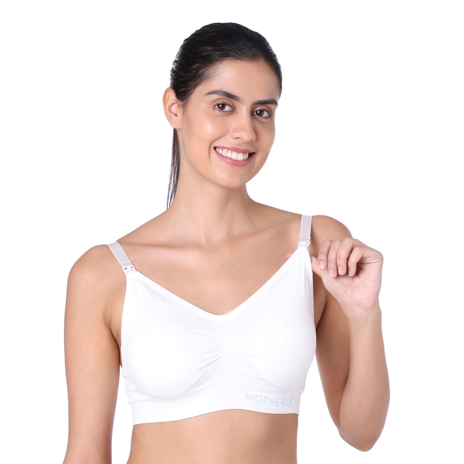 motherly Maternity Bra Padded Breastfeeding Nursing Bras for Women with Removable Pads Blue