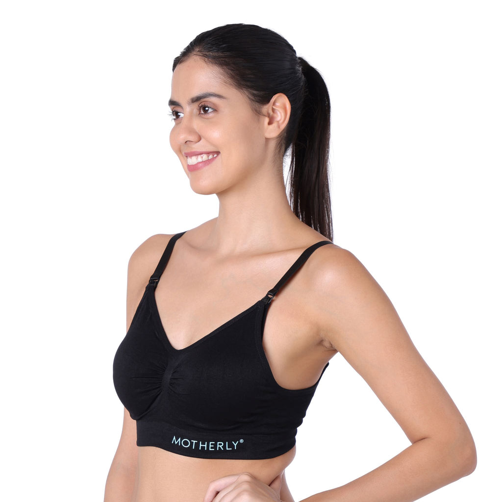 motherly Maternity Bra Padded Breastfeeding Nursing Bras for Women with Removable Pads Blue
