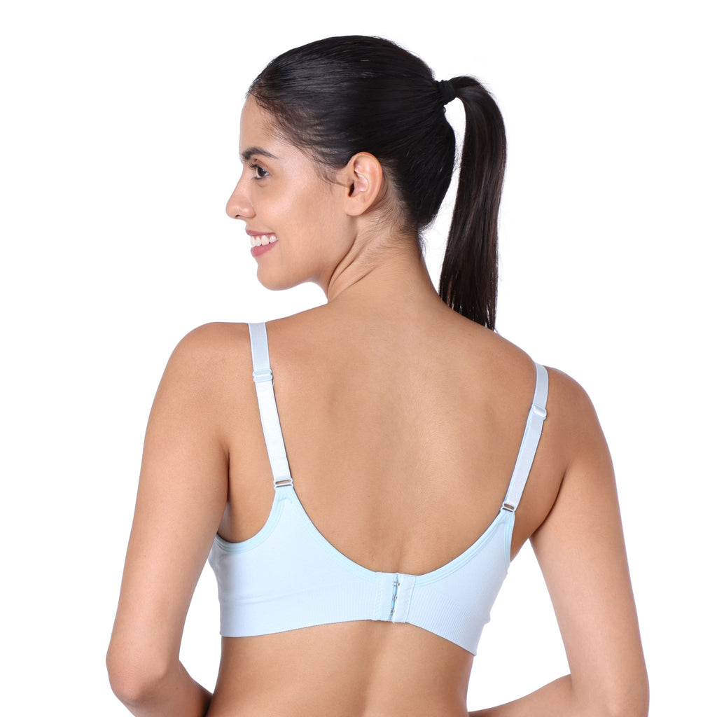 motherly Maternity Bra Padded Breastfeeding Nursing Bras for Women with Removable Pads Blue