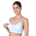Motherly Maternity Bra Padded Breastfeeding Nursing Bras for Women with Removable Pads Blue - MOTHERLY