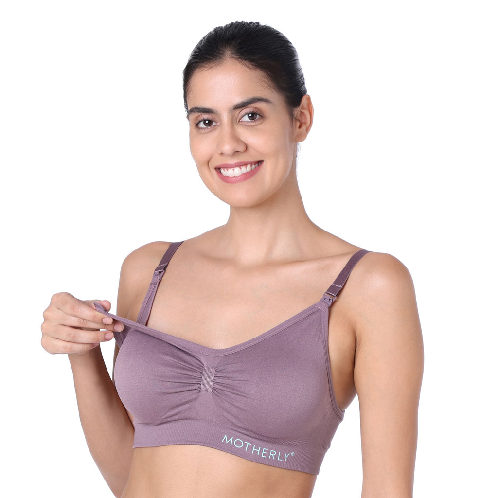 motherly Maternity Bra Padded Breastfeeding Nursing Bras for Women with Removable Pads Blue